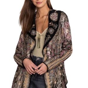 Johnny Was Biya Metallic Short Hoodie Petite XL